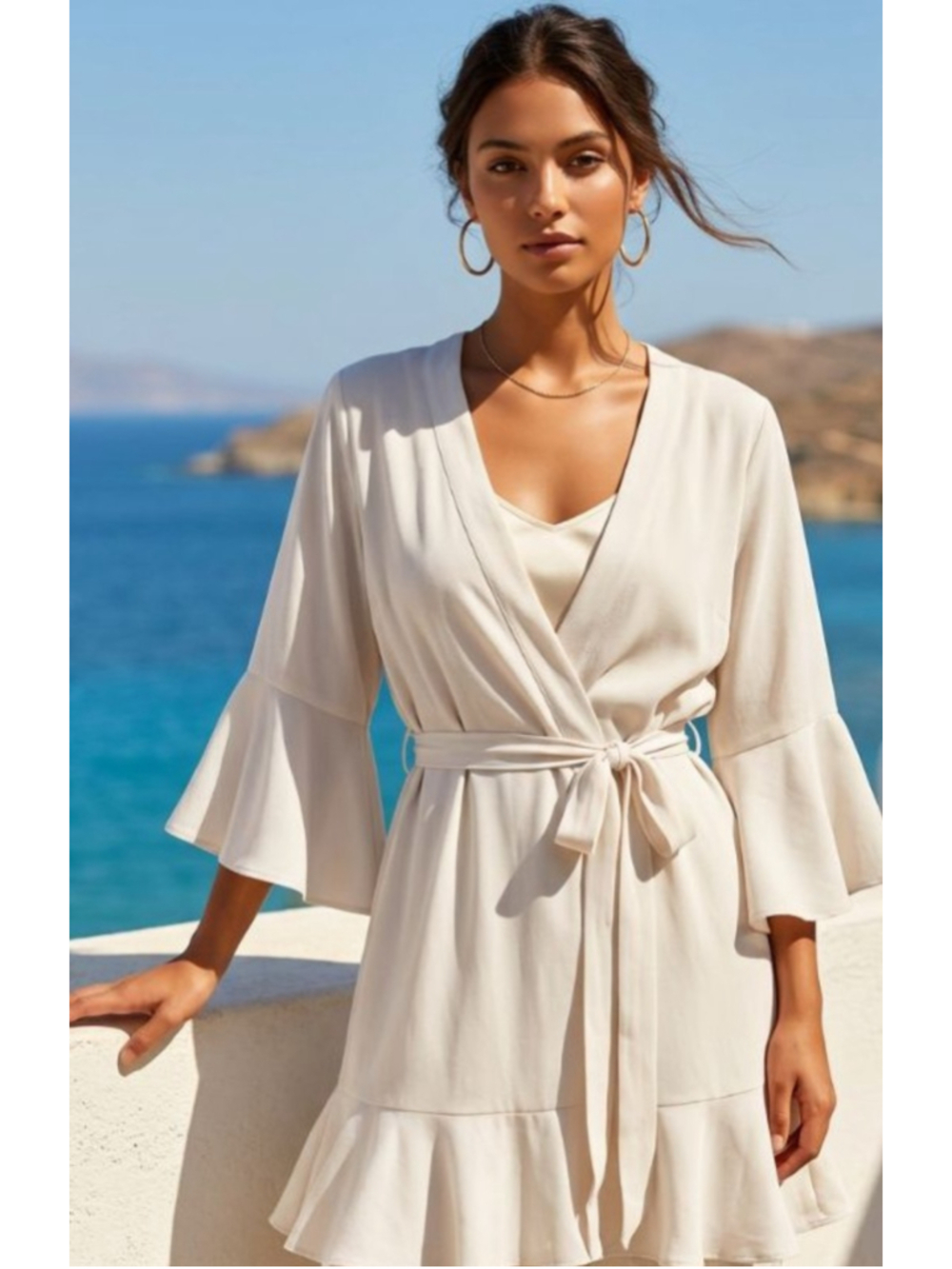 White Ruffle Wrap Robe One-size 3/4 sleeve Special Occasion Bridal FairyCore